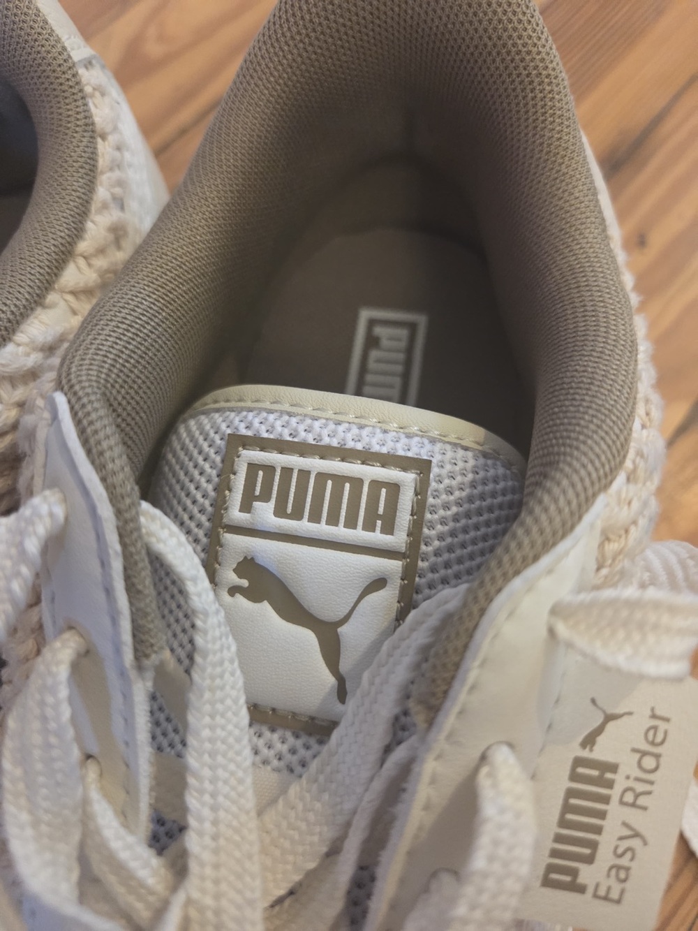 Puma Women’s Cream and White Woven Lace-Up Sneakers - Picture 9 of 13